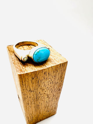 Blue Arizona Turquoise & Opal Ring