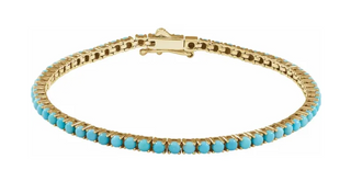 14KT Yellow Gold Turquoise Tennis Bracelet