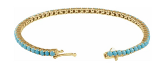 14KT Yellow Gold Turquoise Tennis Bracelet