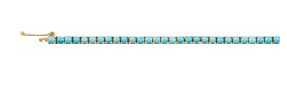 14KT Yellow Gold Turquoise Tennis Bracelet