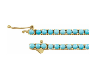 14KT Yellow Gold Turquoise Tennis Bracelet