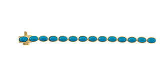 14KT Yellow Gold Turquoise Oval Bezel Bracelet