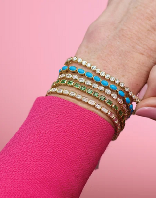 14KT Yellow Gold Turquoise Oval Bezel Bracelet
